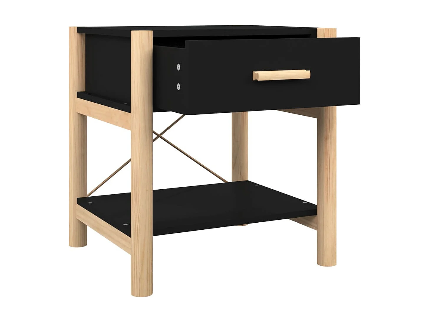 Nachttisch 2er Set-Beistelltisch Schwarz 42x38x45 cm Holzwerkstoff SHL98012