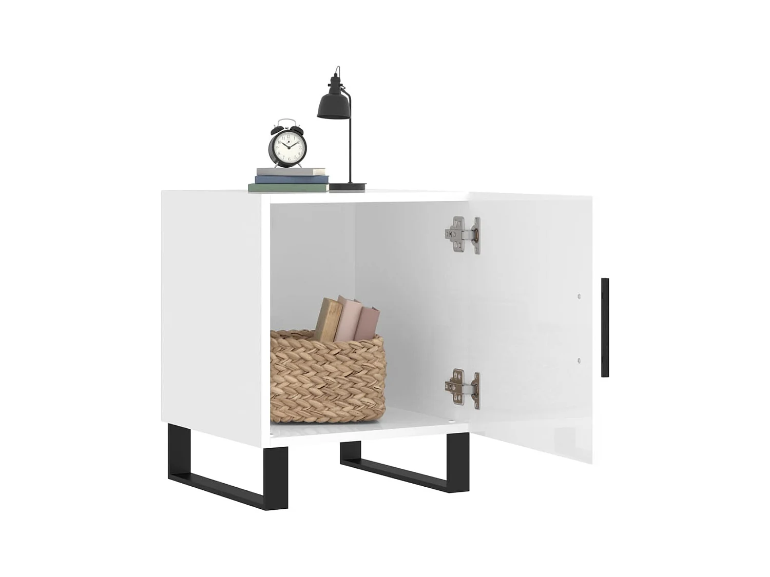 Lot de 2 Tables de chevet avec rangement blanc brillant 40x40x50 cm