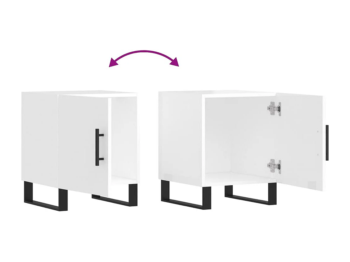 Lot de 2 Tables de chevet avec rangement blanc brillant 40x40x50 cm