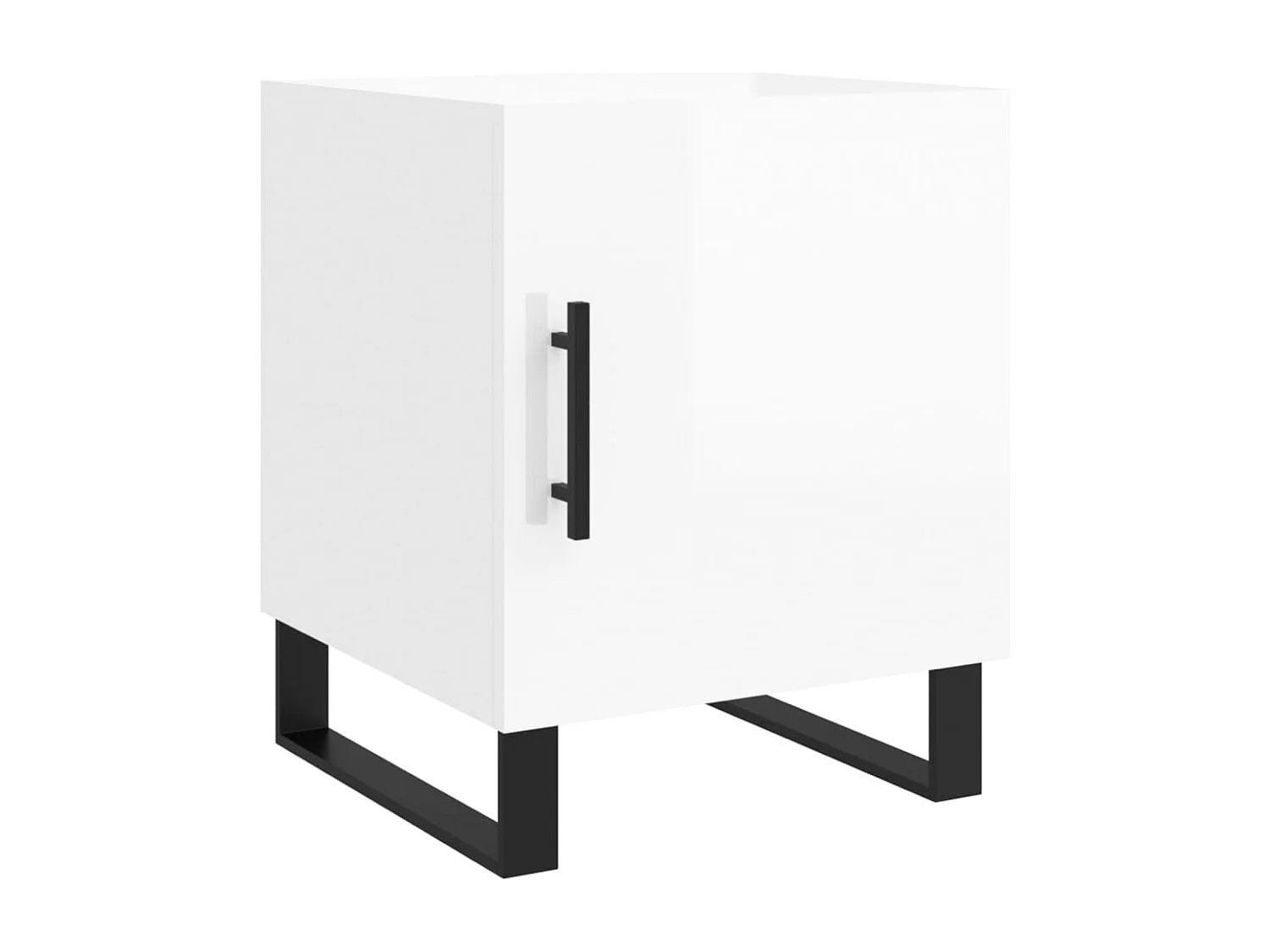 Nachttisch 2er Set-Beistelltisch-Nachttischkommode Hochglanz-Weiß 40x40x50 cm Holzwerkstoff SHL2800