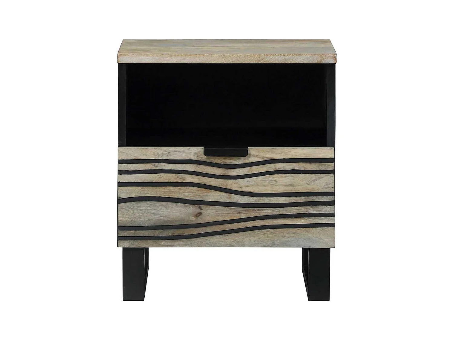 Mesita de Noche | Armario de Noche 2 uds con cajón Blanco y negro 40x33x46 cm