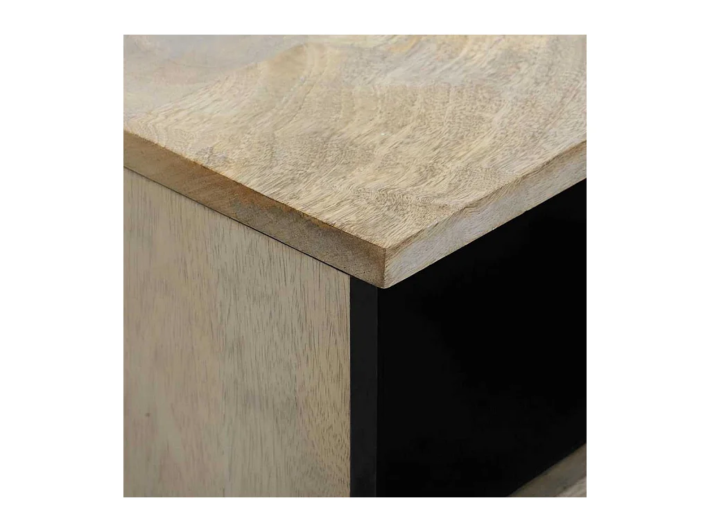 Mesita de Noche | Armario de Noche 2 uds con cajón Blanco y negro 40x33x46 cm