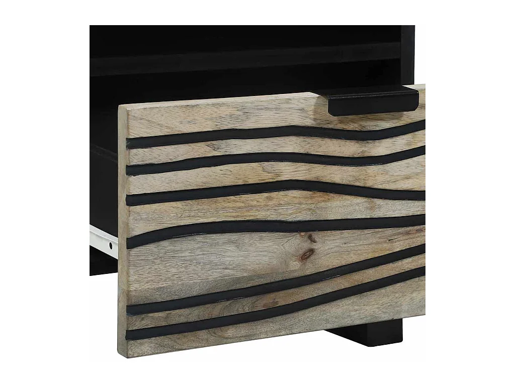 Mesita de Noche | Armario de Noche 2 uds con cajón Blanco y negro 40x33x46 cm