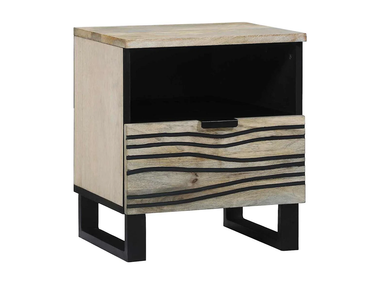 Nachttisch 2er Set-Beistelltisch Weiß und Schwarz 40 x 33 x 46 cm SHL26272