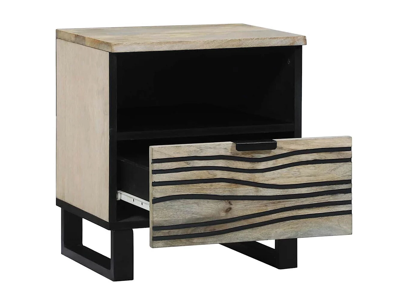 Nachttisch 2er Set-Beistelltisch Weiß und Schwarz 40 x 33 x 46 cm SHL26272