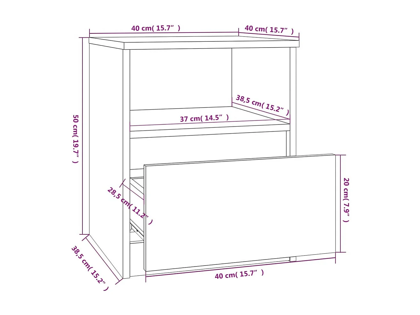 Nachttisch-Beistelltisch Grau Sonoma 40x40x50 cm Holzwerkstoff SHL52630