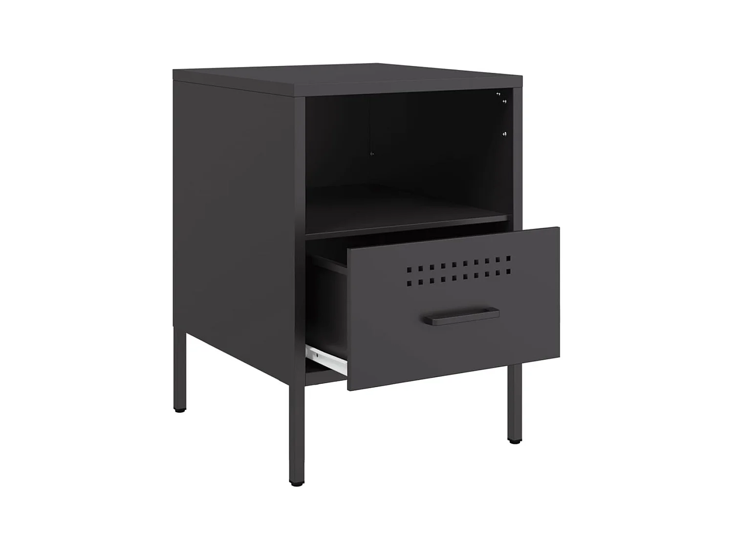 Mesitas de noche | Mesilla de noche 2 unidades acero negro 36x39x50,5 cm