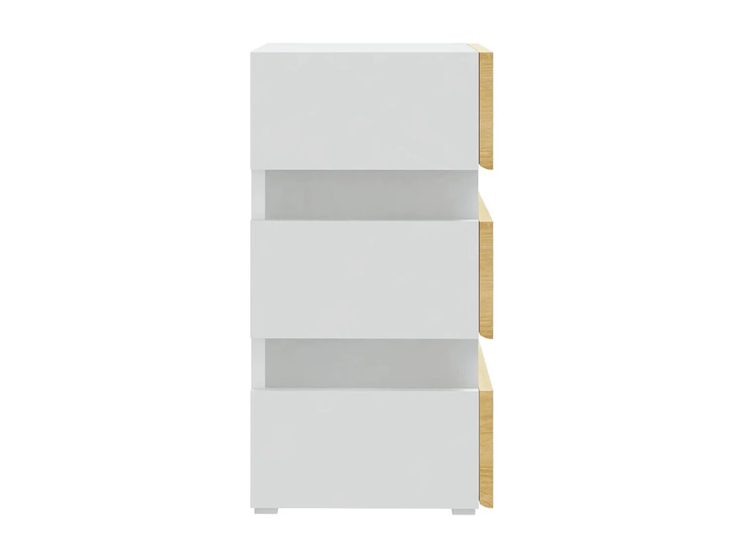 Mesita de noche | Mesilla de noche LED blanco y Sonoma madera ingeniería 45x35x67 cm