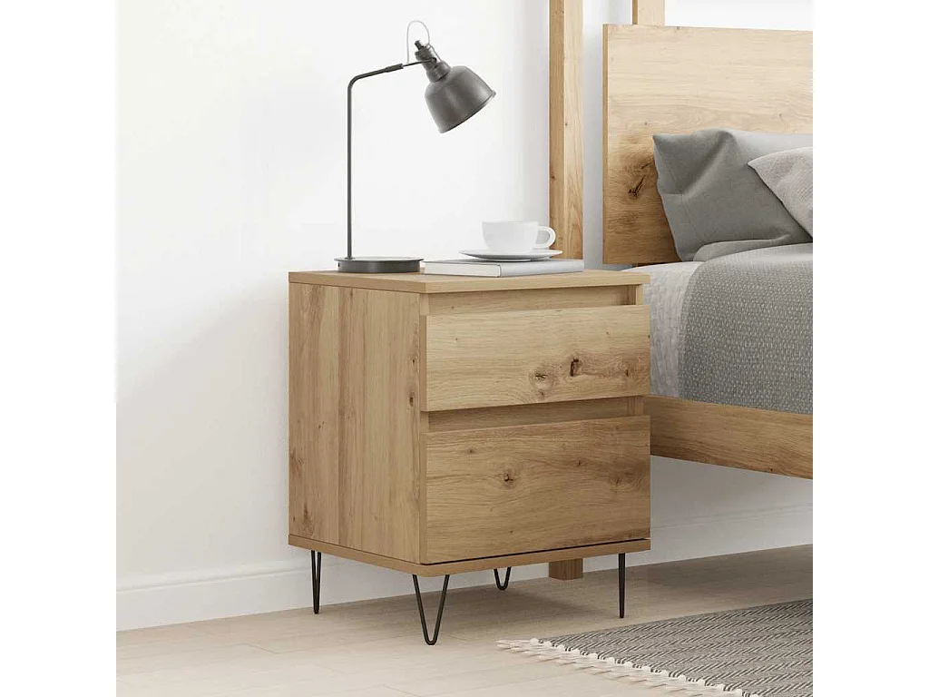 Table de chevet-Table d'appoint chêne artisanal 40x35x50 cm bois d’ingénierie