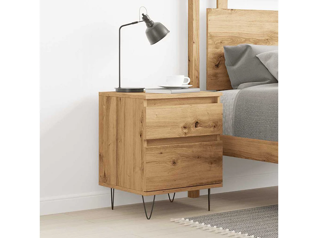 Table de chevet-Table d'appoint chêne artisanal 40x35x50 cm bois d’ingénierie