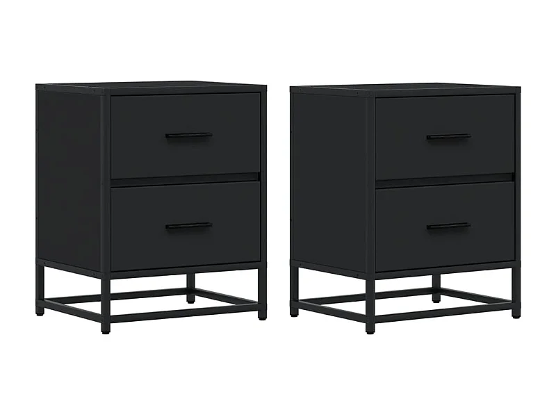 Mesitas de noche | Mesilla de noche 2 uds madera ingeniería negro 40x31x50 cm