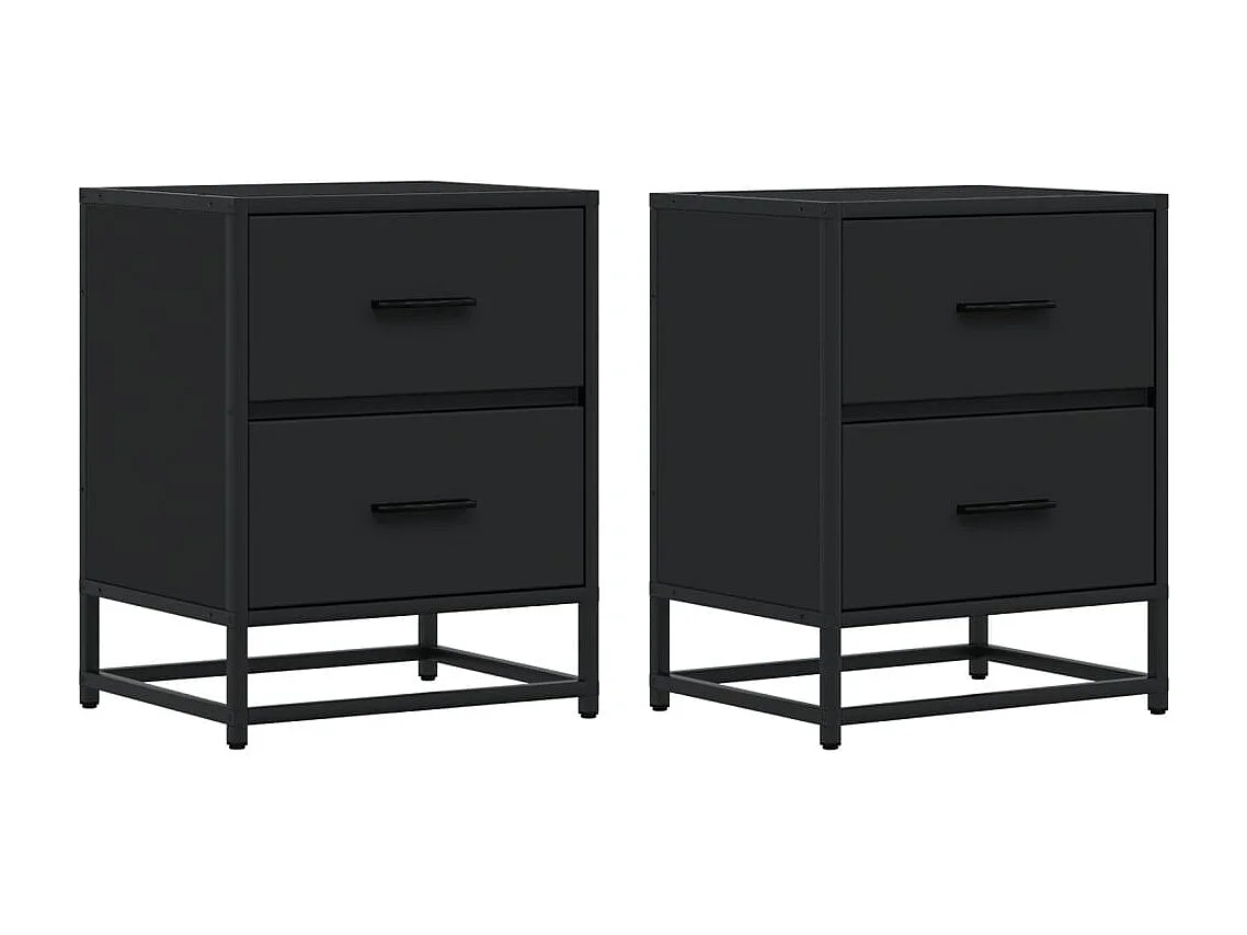 Mesitas de noche | Mesilla de noche 2 uds madera ingeniería negro 40x31x50 cm
