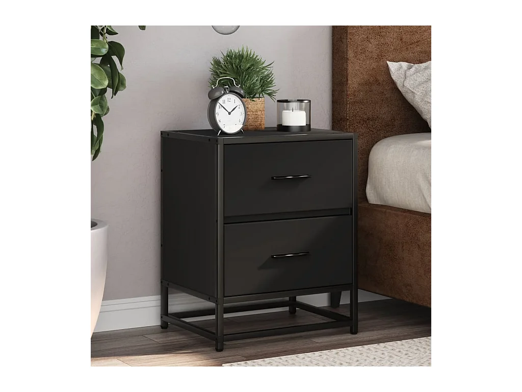 Mesitas de noche | Mesilla de noche 2 uds madera ingeniería negro 40x31x50 cm