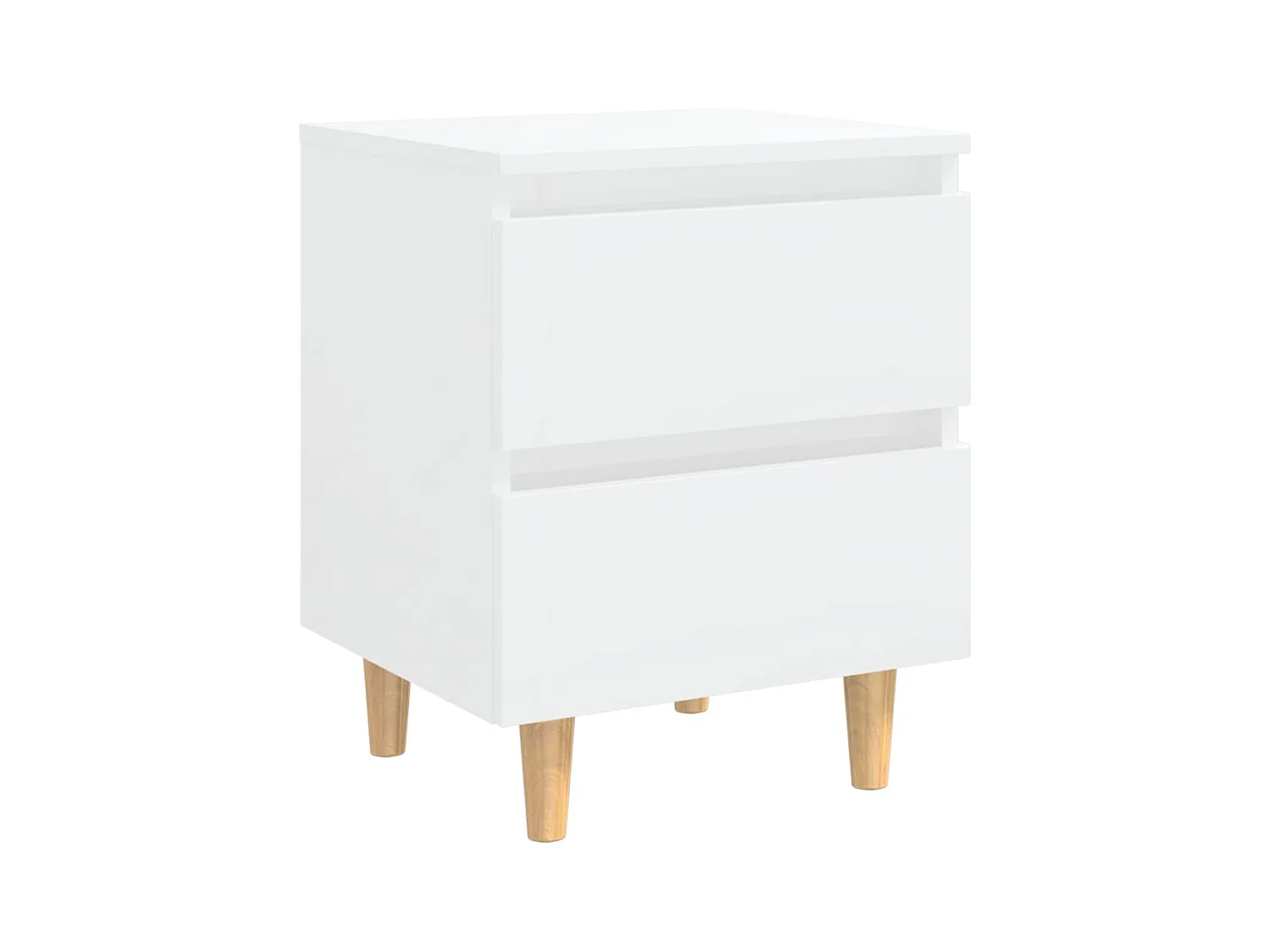 Tables de chevet-Tables de nuit 2 pcs avec tiroirs pieds en pin blanc brillant 40x35x50 cm