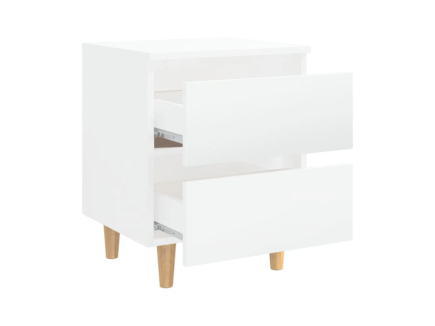 Tables de chevet-Tables de nuit 2 pcs avec tiroirs pieds en pin blanc brillant 40x35x50 cm