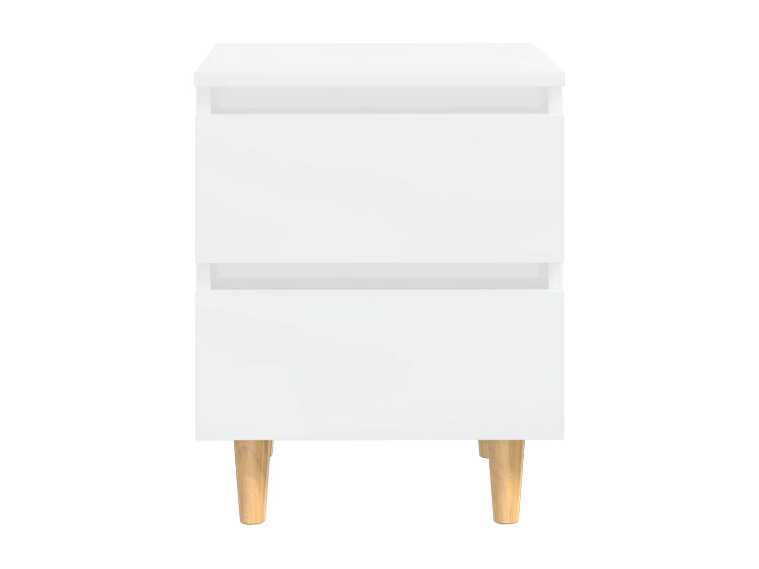 Mesitas de noche | Mesilla de noche 2 uds patas madera blanco brillo 40x35x50 cm