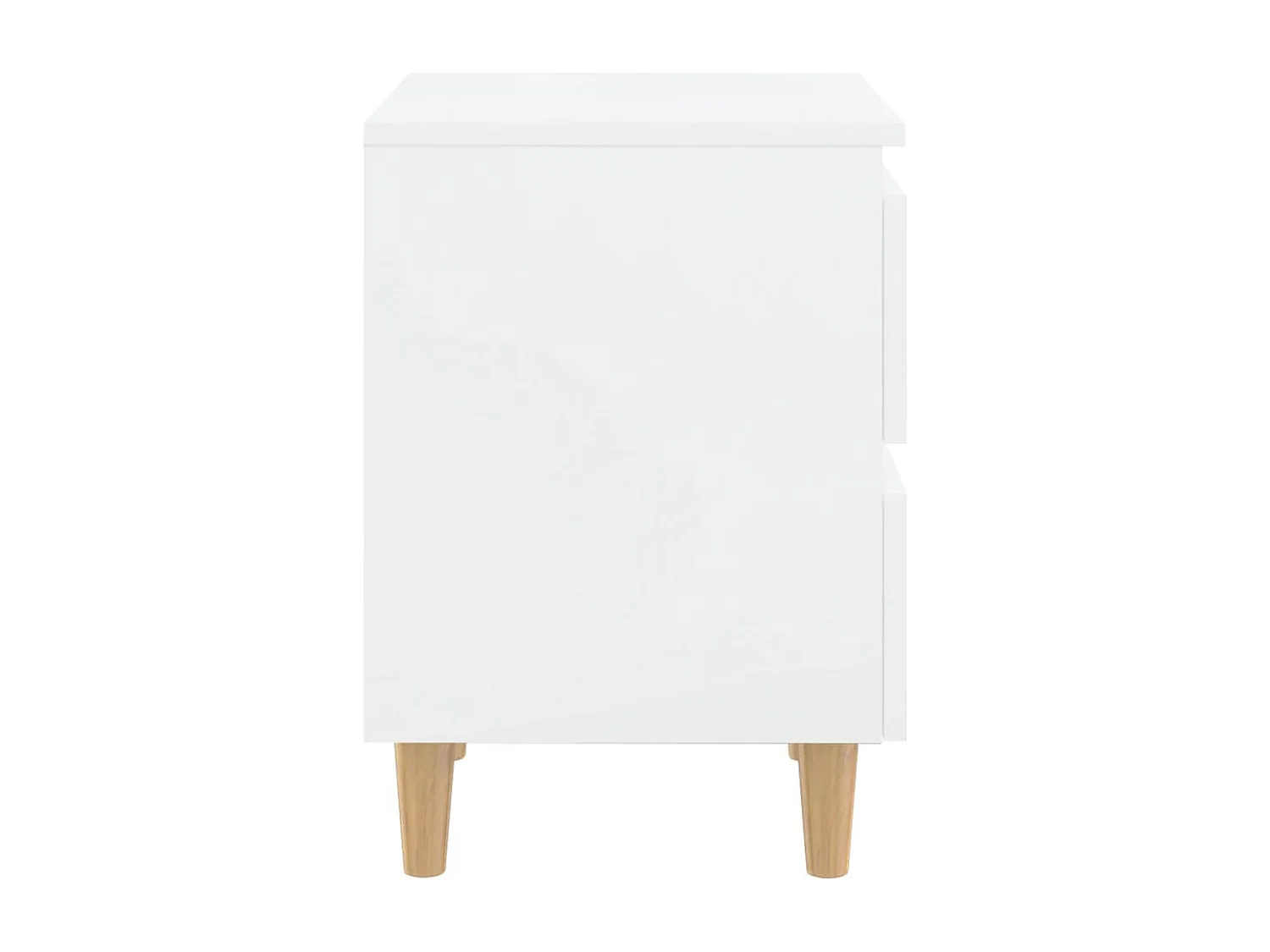 Mesitas de noche | Mesilla de noche 2 uds patas madera blanco brillo 40x35x50 cm