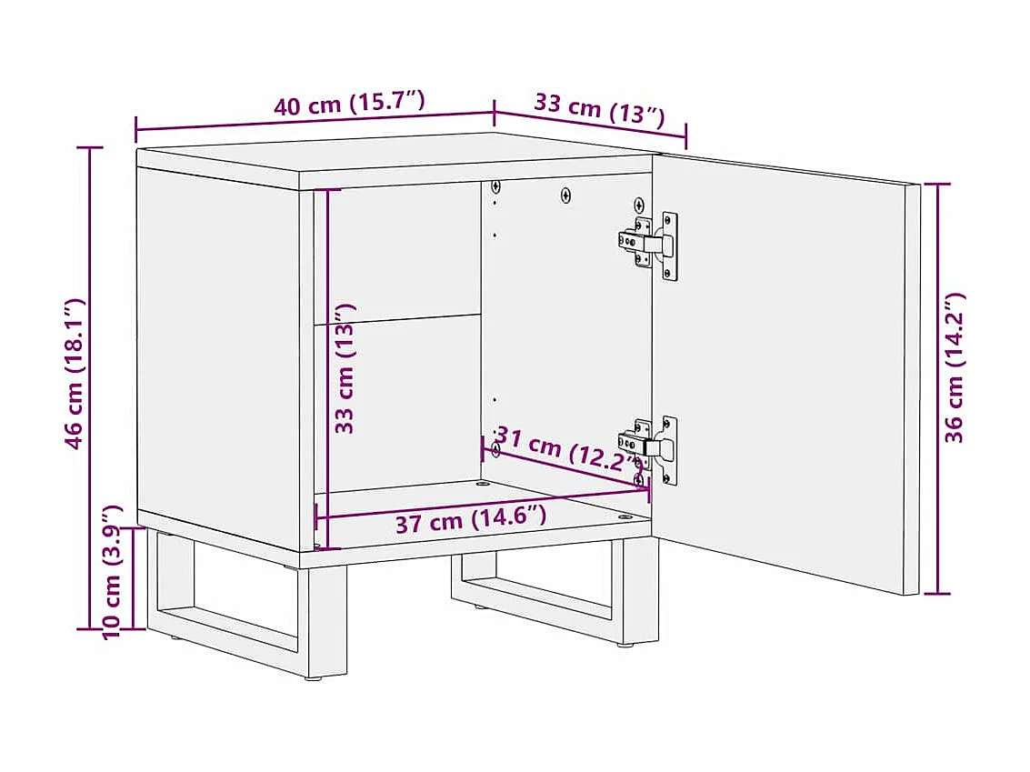 Nachttisch-Beistelltisch Walnuss 40 x 33 x 46 cm Massivholz Akazie SHL13625