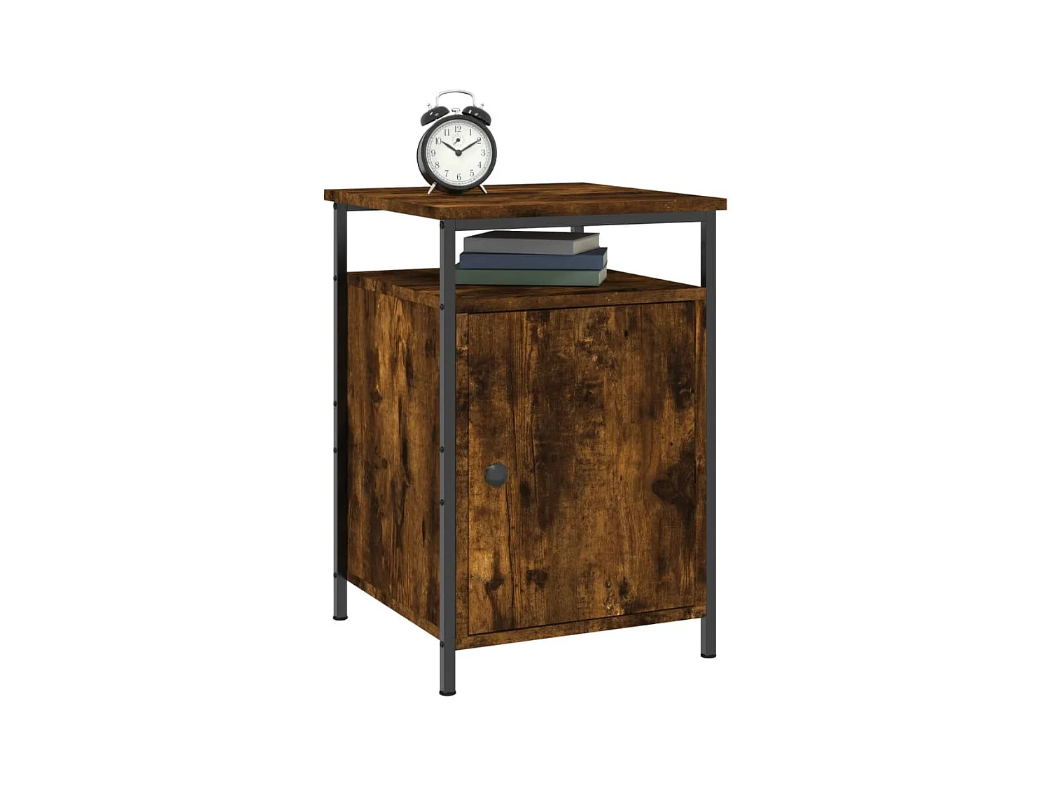 Mesita de noche | Mesilla de noche madera contrachapada roble ahumado 40x42x60 cm