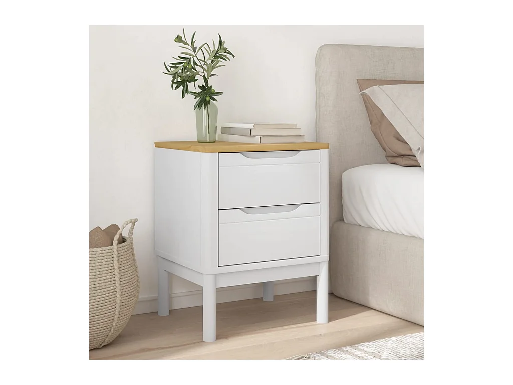 Mesita de noche | Mesilla de noche FLORO madera maciza de pino blanco 45x39x57 cm