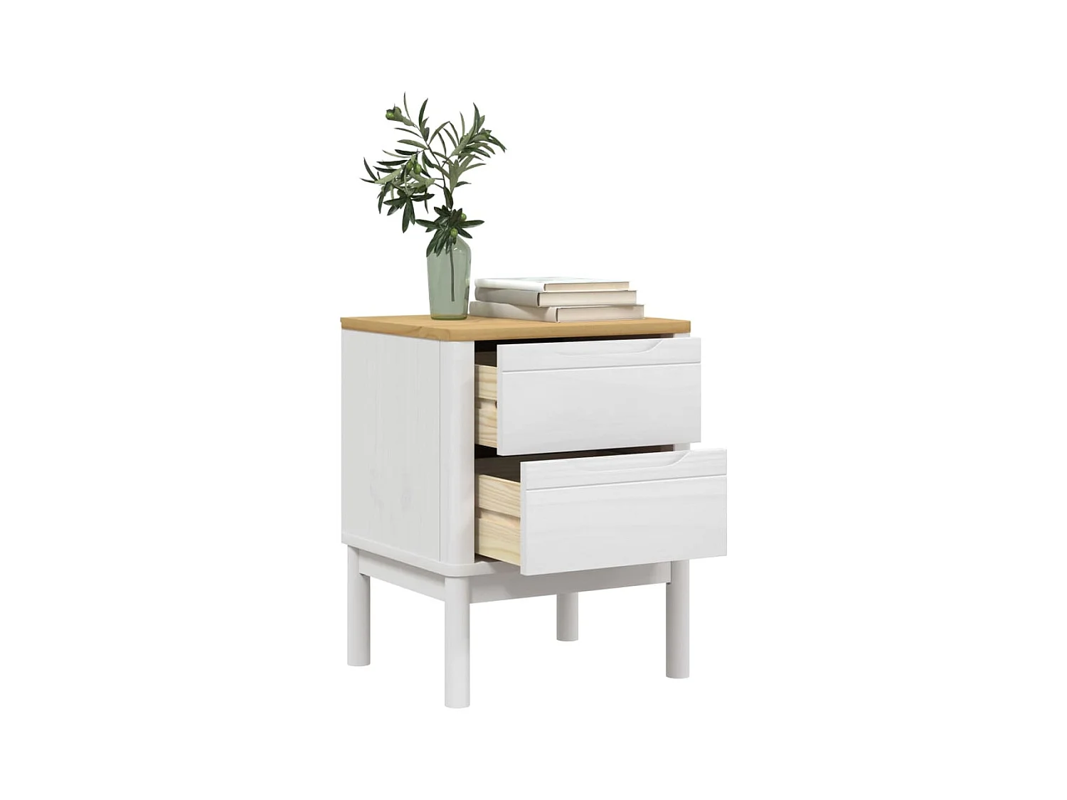 Mesita de noche | Mesilla de noche FLORO madera maciza de pino blanco 45x39x57 cm