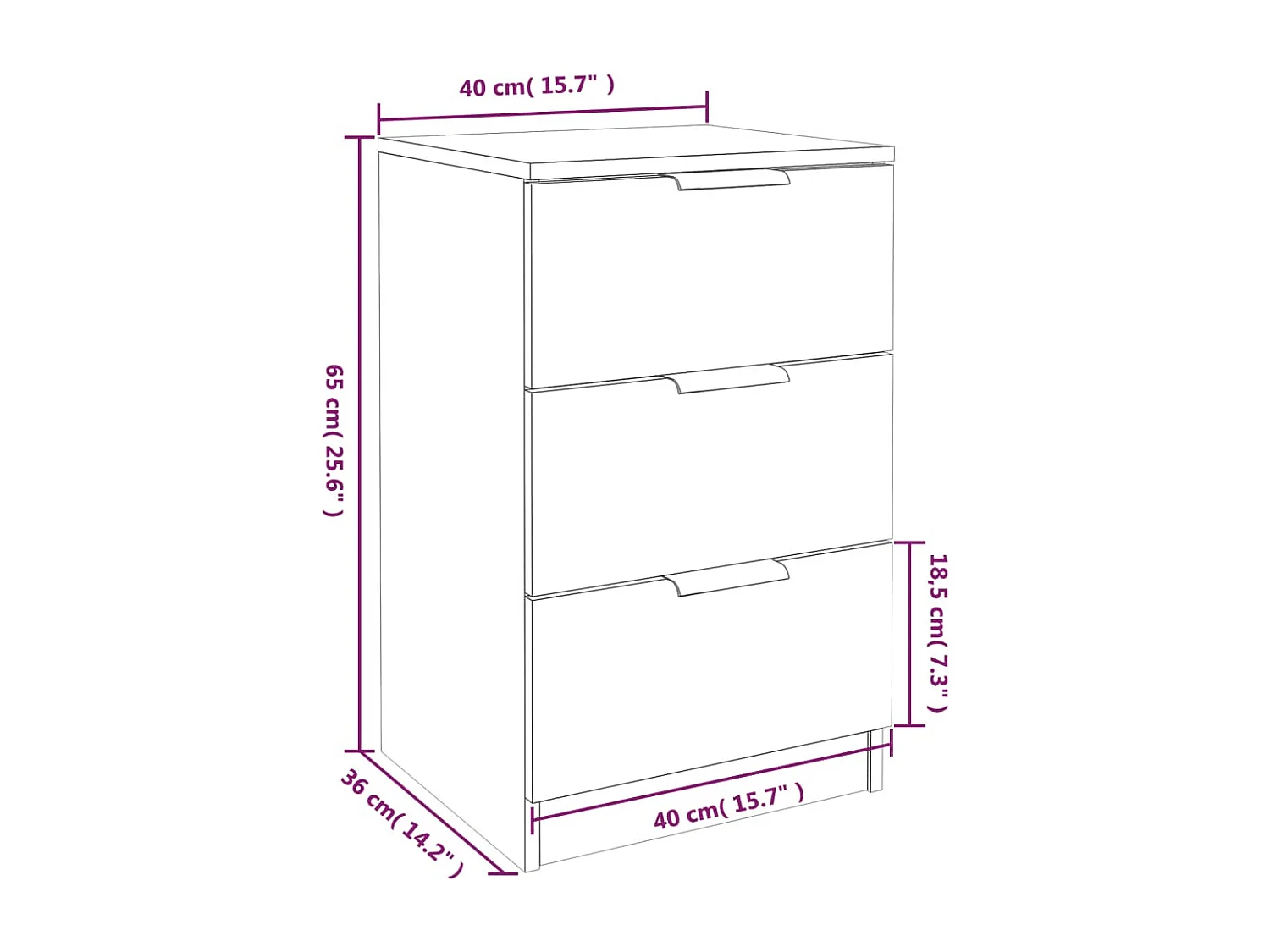 Nachttisch 2er Set-Beistelltisch-Nachttischkommode Grau Sonoma 40x36x65 cm SHL60894