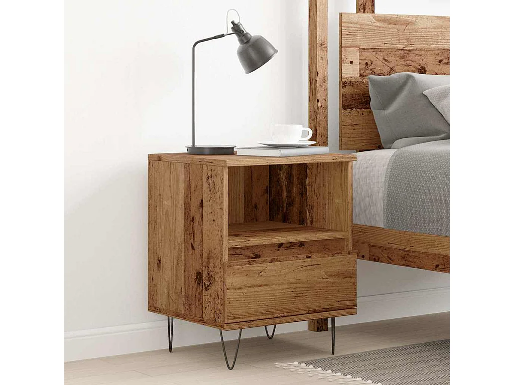 Nachttisch-Beistelltisch Altholz-Optik 40x35x50 cm Holzwerkstoff SHL36582