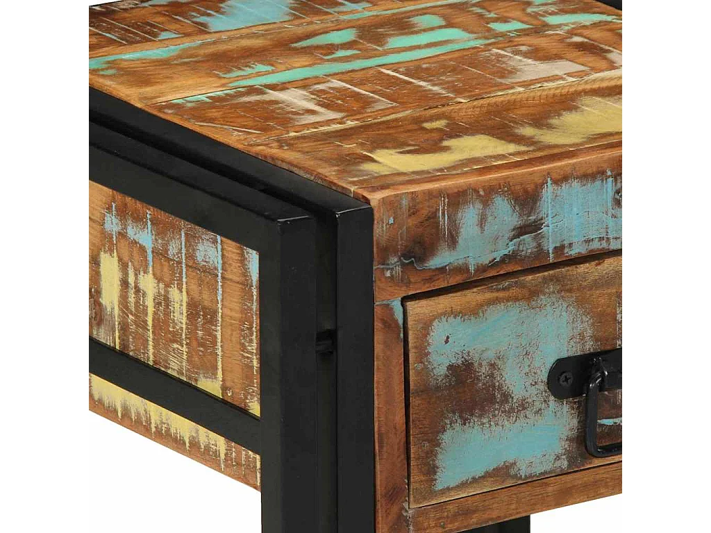 Nachttisch 2er Set-Beistelltisch Mehrfarbig 40 x 40 x 50 cm Massives Altholz SHL3301