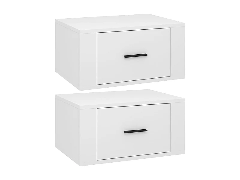 Mesitas de noche | Mesilla de noche de pared 2 uds blanco brillante 50x36x25 cm