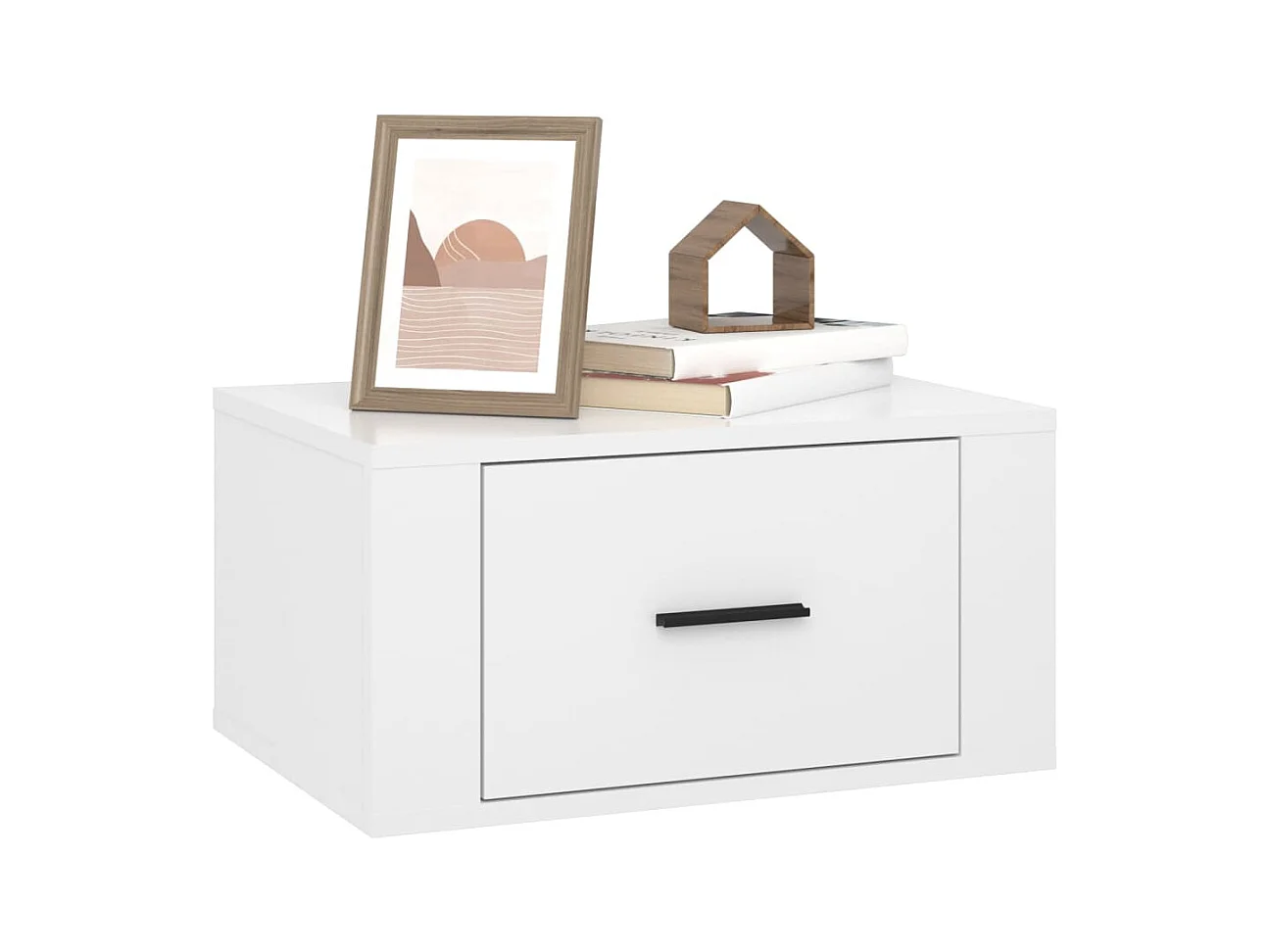 Mesitas de noche | Mesilla de noche de pared 2 uds blanco brillante 50x36x25 cm