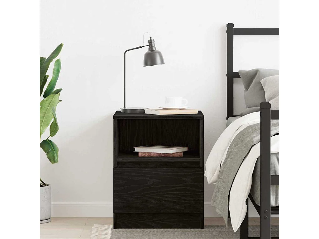 Nachttisch-Beistelltisch Schwarz Eichen-Optik 40 x 40 x 50 cm Holzwerkstoff SHL68220