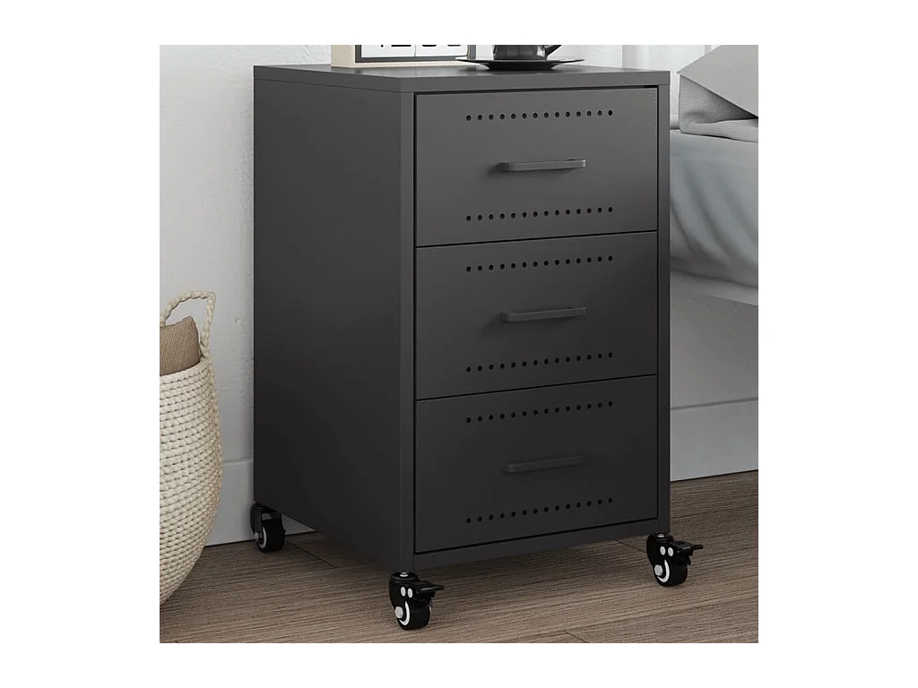 Table de chevet Étroite-Table d'appoint-Table de nuit noir 36x39x59 cm acier