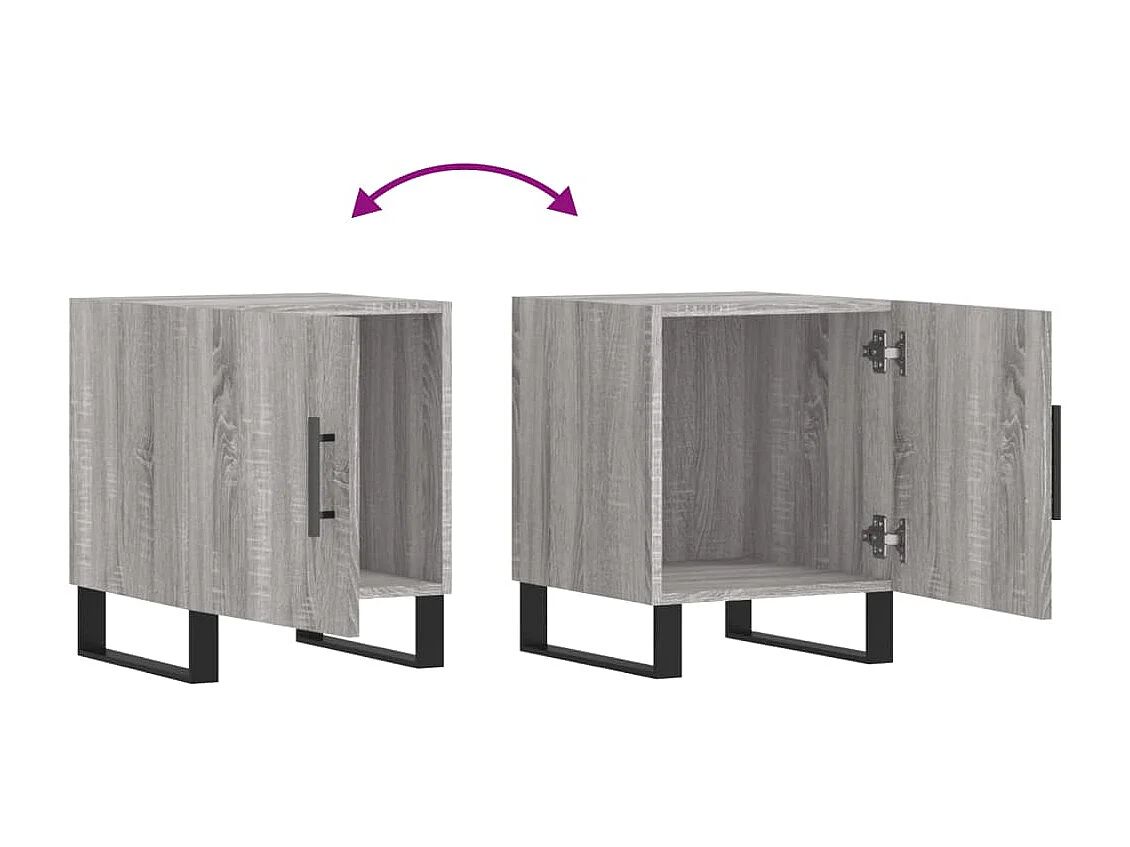 Lot de 2 Tables de chevet avec rangement sonoma gris 40x40x50cm bois d'ingénierie