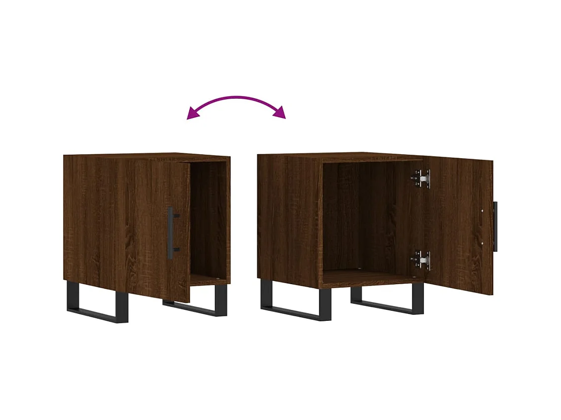 Lot de 2 Tables de chevet avec rangement chêne marron 40x40x50cm bois d'ingénierie