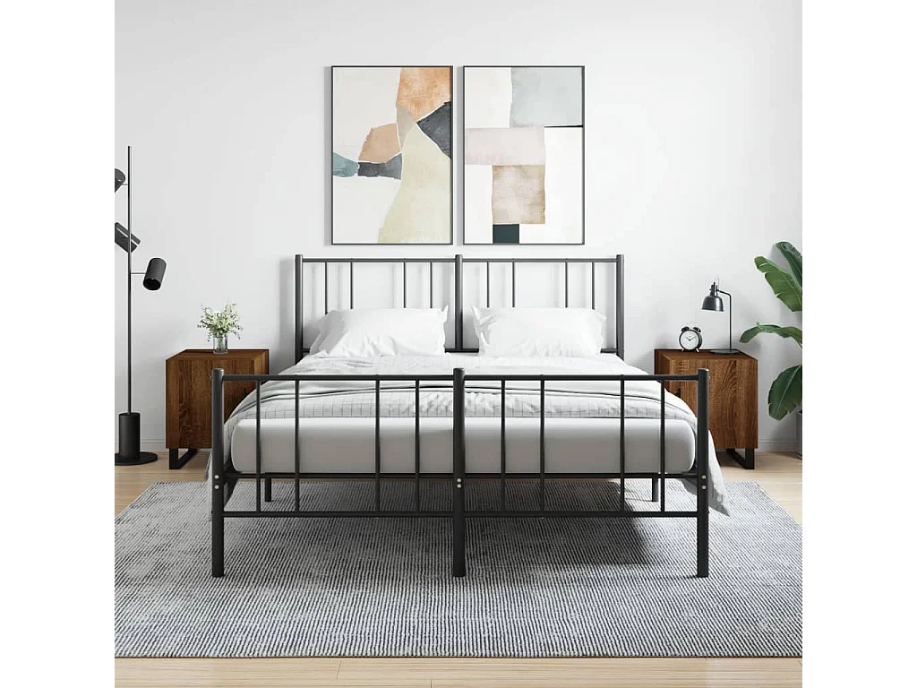 Nachttisch 2er Set-Beistelltisch-Nachttischkommode Braun Eichen-Optik 40x40x50 cm Holzwerkstoff SHL48746