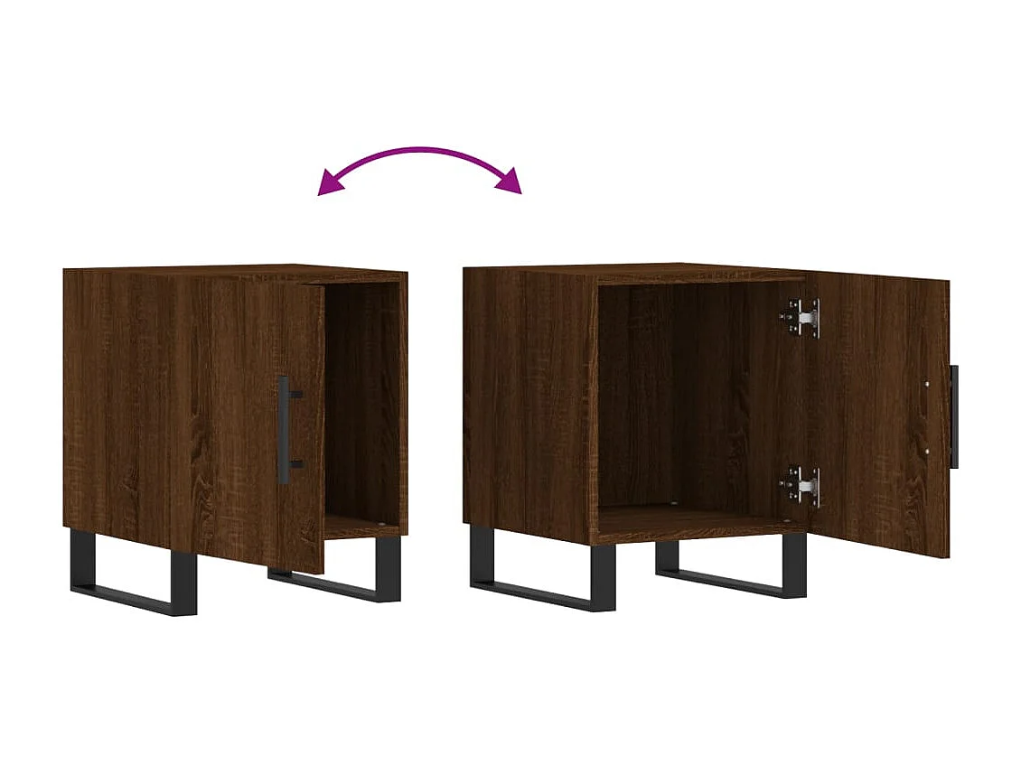 Nachttisch 2er Set-Beistelltisch-Nachttischkommode Braun Eichen-Optik 40x40x50 cm Holzwerkstoff SHL48746