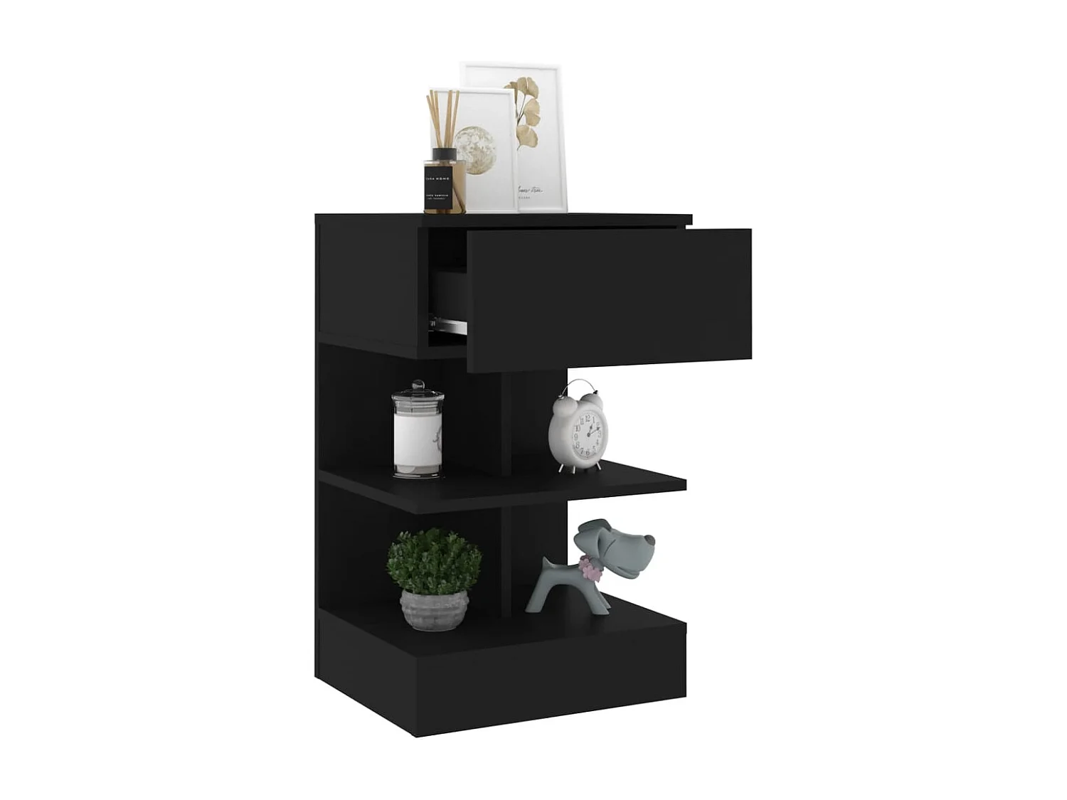 Nachttisch 2er Set-Beistelltisch Schwarz 40x35x65 cm SHL66492