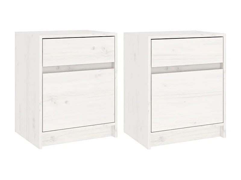 Mesitas de noche | Mesilla de noche 2 uds madera maciza pino blanco 40x31x50 cm