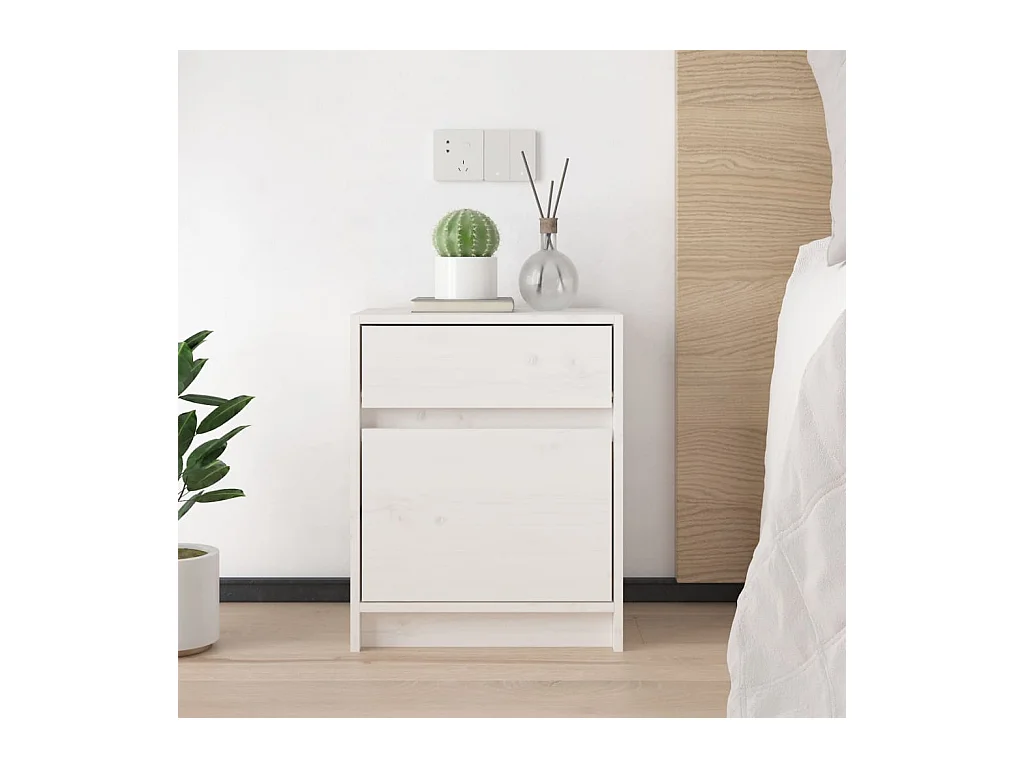 Mesitas de noche | Mesilla de noche 2 uds madera maciza pino blanco 40x31x50 cm