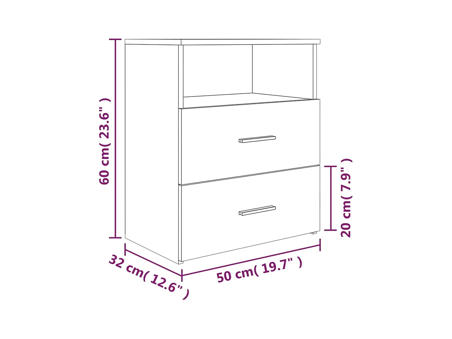 Tables de chevet lot de 2 avec compartiments ouverts Chêne marron 50x32x60 cm