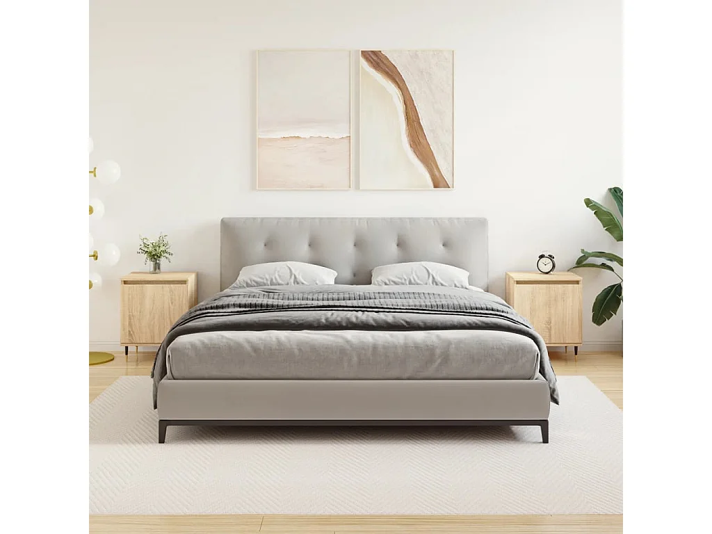 Nachttisch 2er Set-Beistelltisch-Nachttischkommode Sonoma-Eiche 40x30x50 cm Holzwerkstoff SHL38327