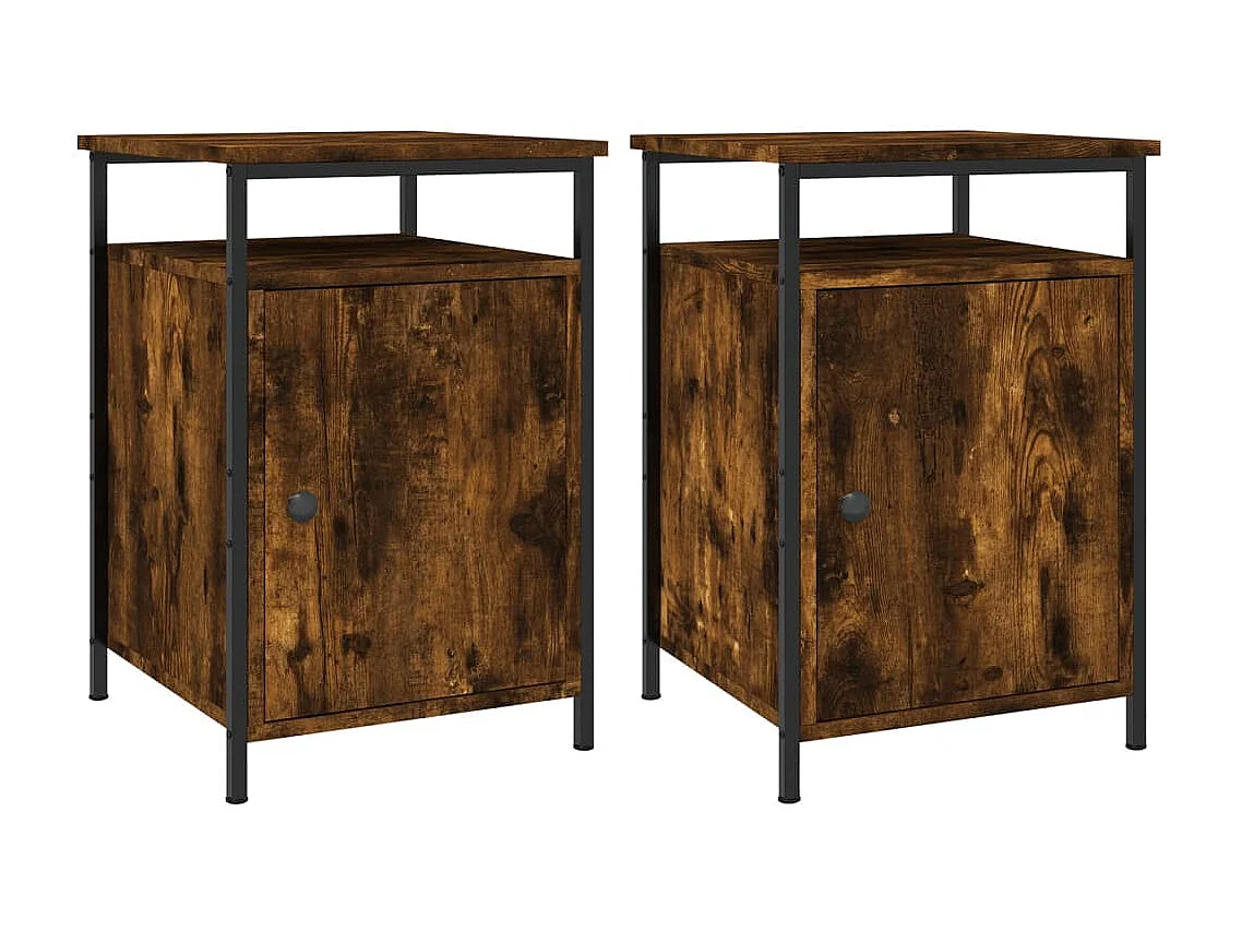 Mesitas de noche | Mesilla de noche 2 uds madera contrachapada roble humo 40x42x60 cm