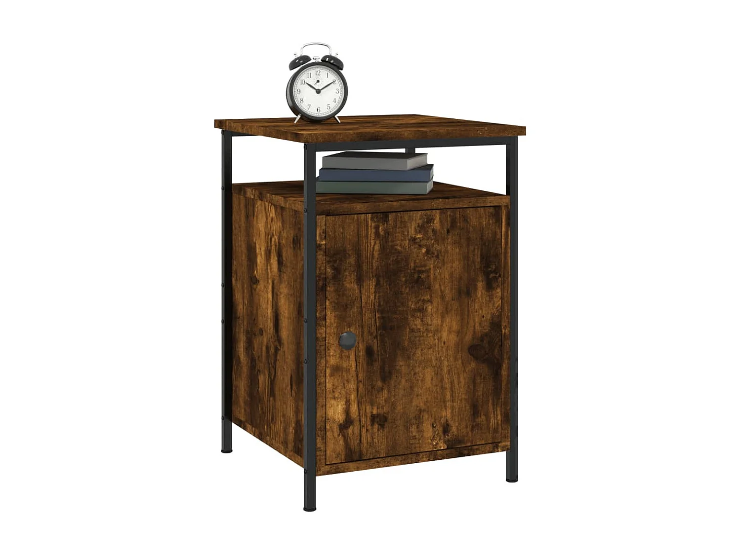 Nachttisch 2er Set-Beistelltisch-Nachttischkommode Räuchereiche 40x42x60 cm Holzwerkstoff SHL6550