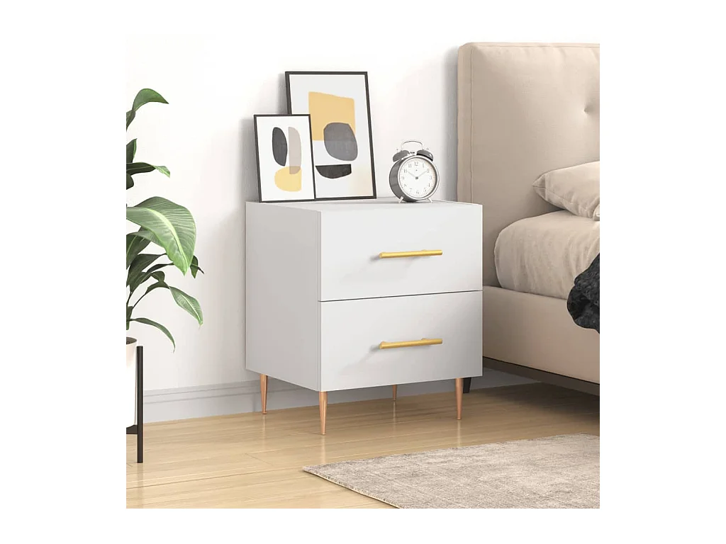 Mesita de noche | Mesilla de noche madera de ingeniería blanco 40x35x47,5 cm