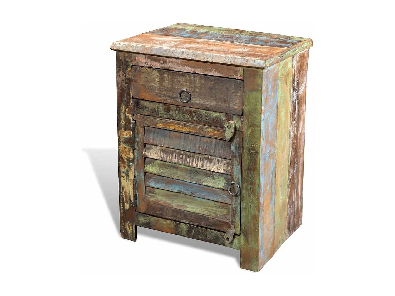 Nachttisch-Beistelltisch mit 1 Schublade & 1 Tür Altholz SHL78500