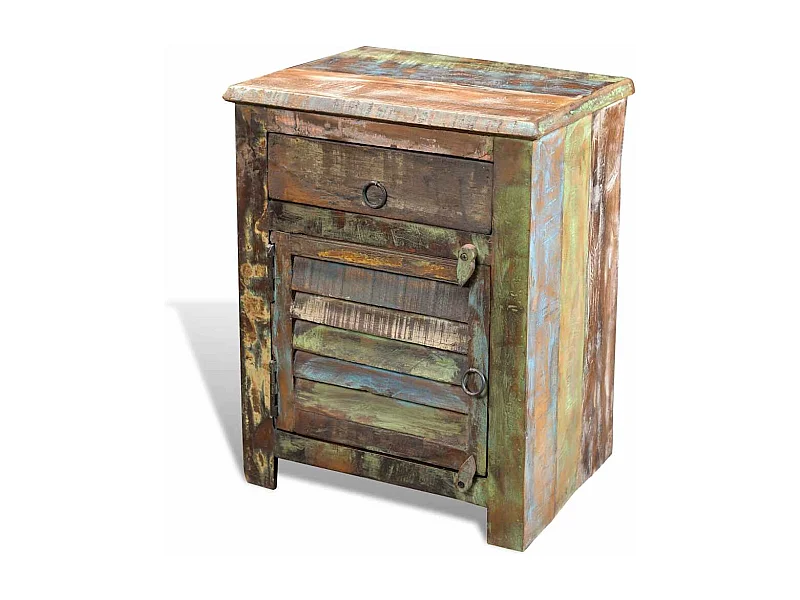 Table de coin avec 1 tiroir et 1 porte Bois de récupération