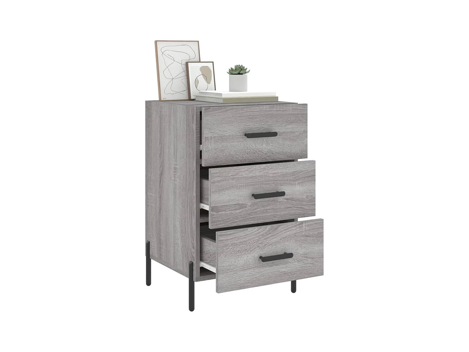 Mesita de noche | Mesilla de noche madera de ingeniería gris Sonoma 40x40x66 cm