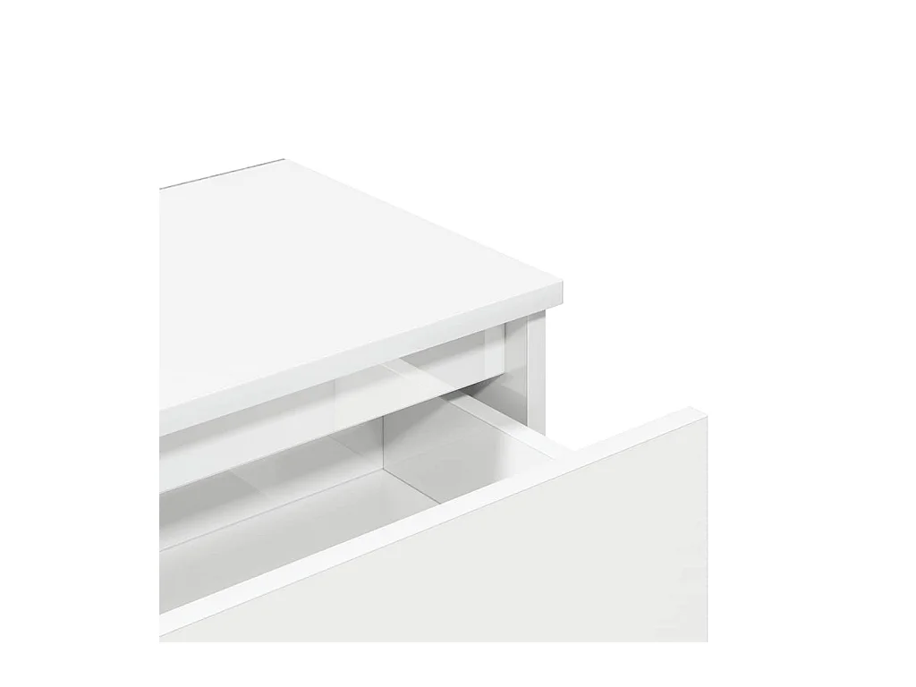Mesita de noche | Mesilla de noche madera contrachapada blanco brillo 40x30x39 cm