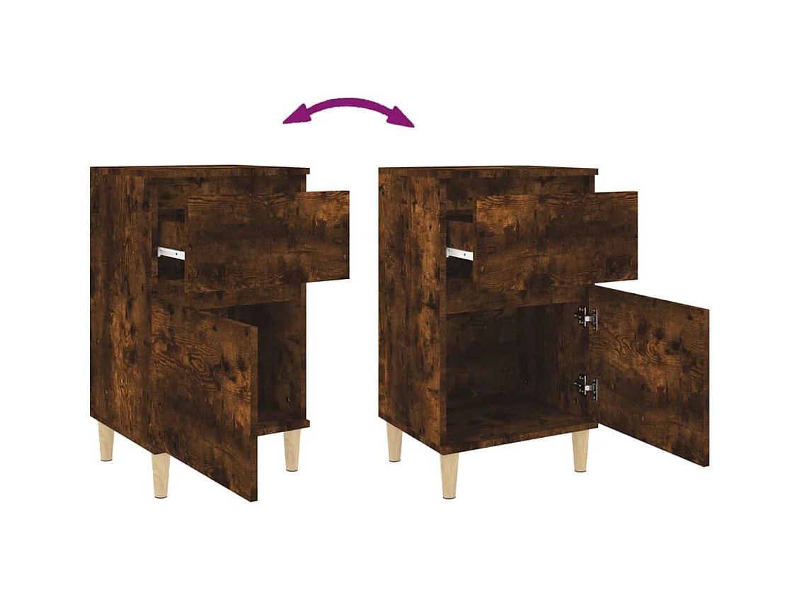 Tables de chevet lot de 2 avec tiroirs chêne fumé 40x35x70 cm