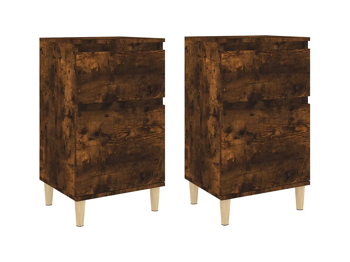 Mesitas de noche | Mesilla de noche 2 uds color roble ahumado 40x35x70 cm